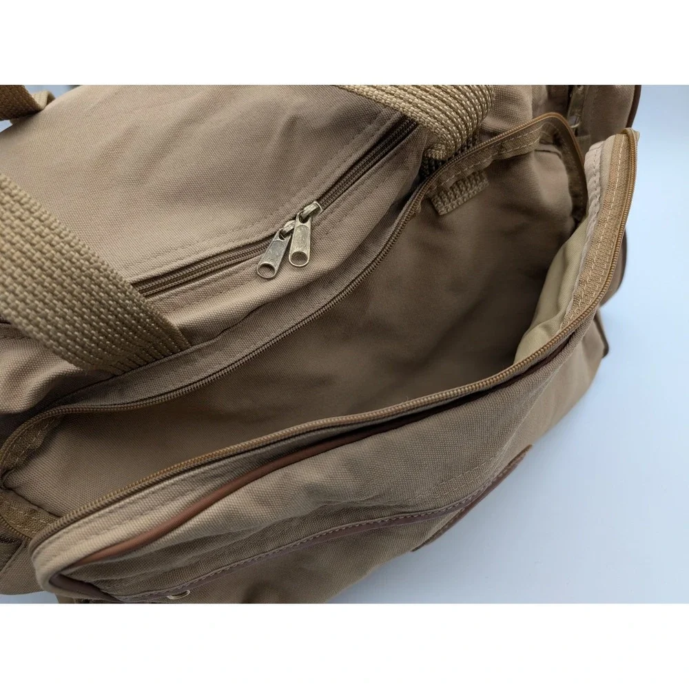 Vintage Ford Edition Eddie Bauer Duffle Bag Canvas Tan Weekender Military
